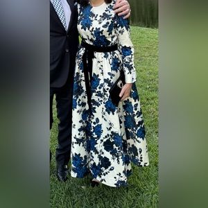 Emilia Wickstead Blue Festive Bouquet Annie Dress